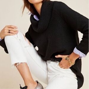Moth Anthropologie Georgia Sweater Black Medium Pullover Cowl Neck Tunic